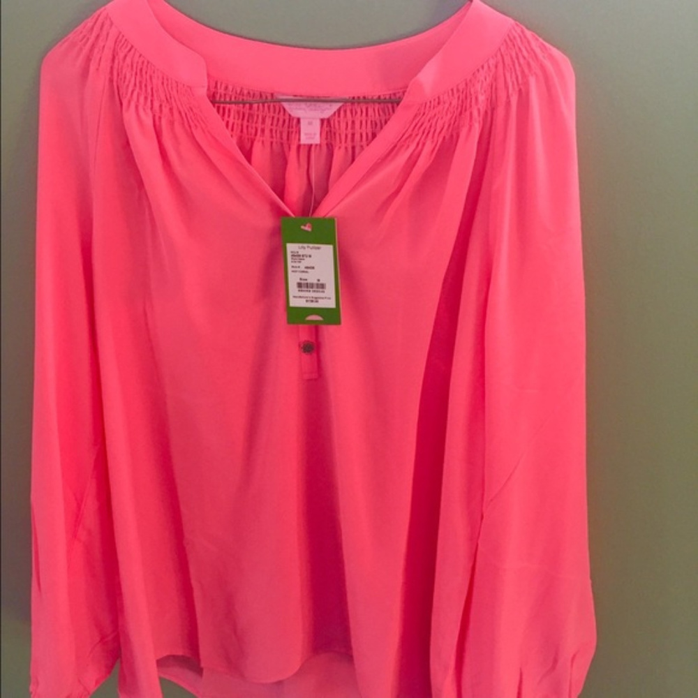 Lilly Pulitzer Womens Hot Coral Elsa Top